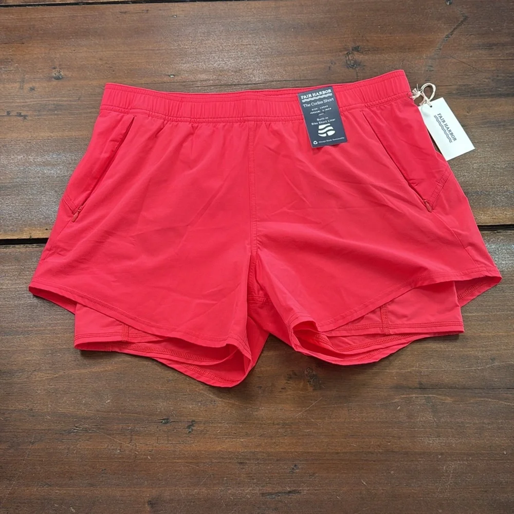 Women's Fair Harbour Shorts Size Large Coral Built in Biker Short Nylon Blend